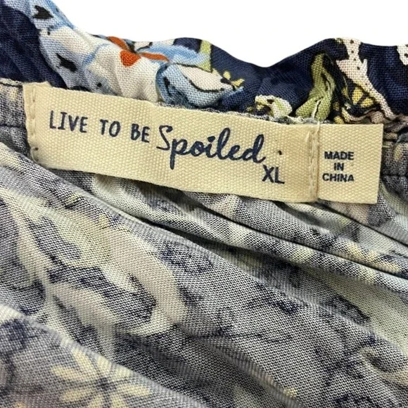 Live‎ to Be Spoiled Maxi Dress Off Shoulder Floral Whimsical Cottagecore Boho XL - Picture 3 of 10